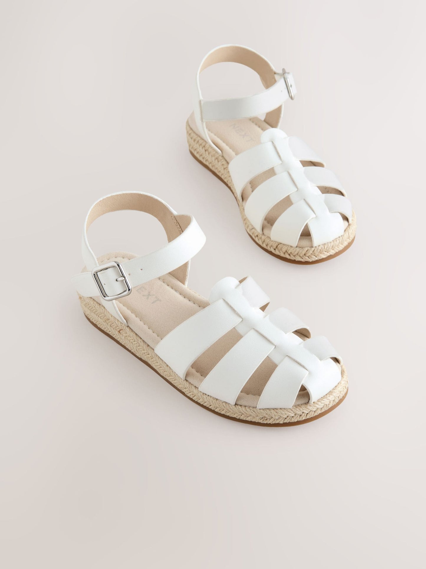 White Standard Fit (F) Wedge Fisherman Sandals image 1