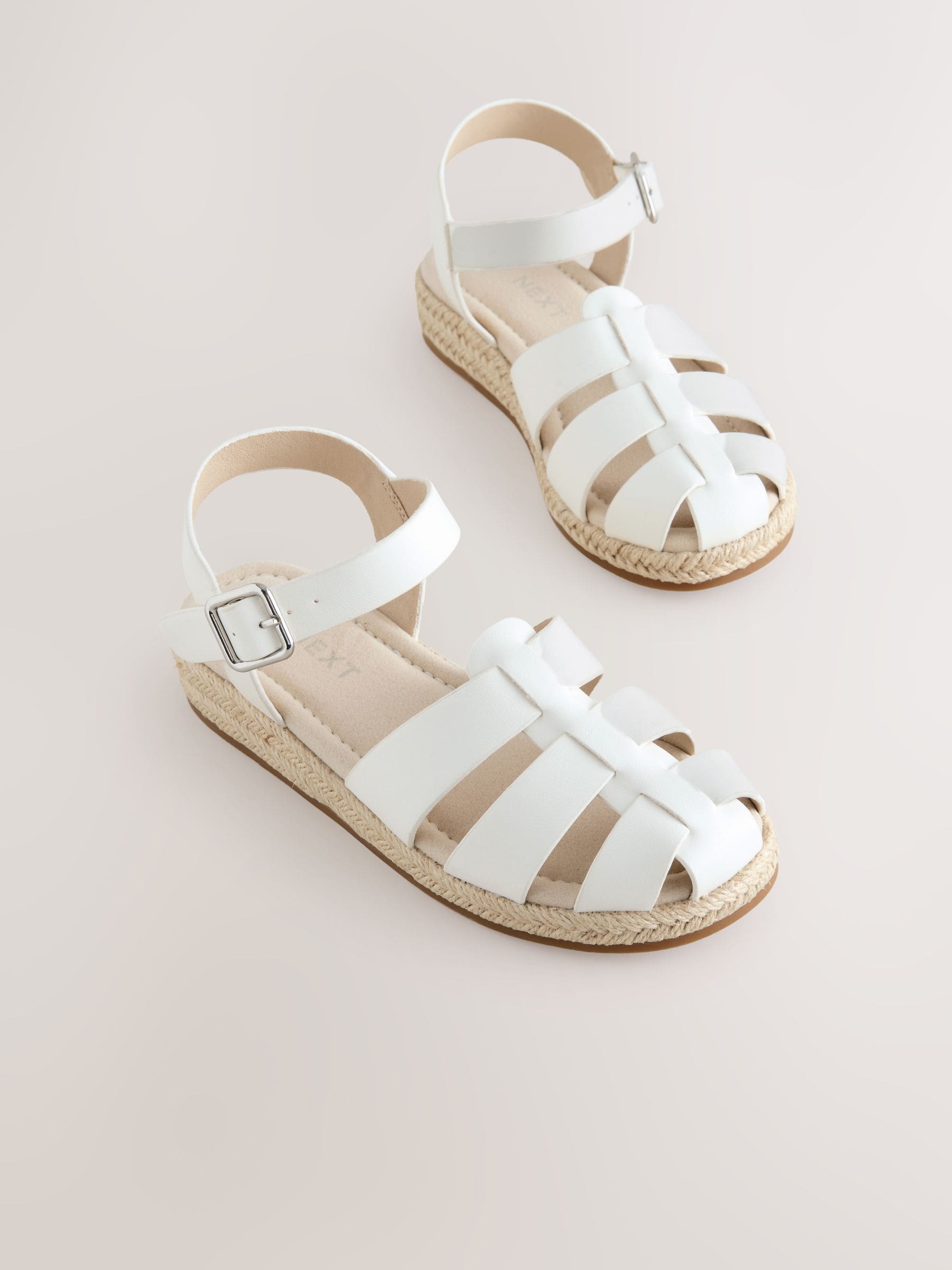 White Standard Fit (F) Wedge Fisherman Sandals image 1