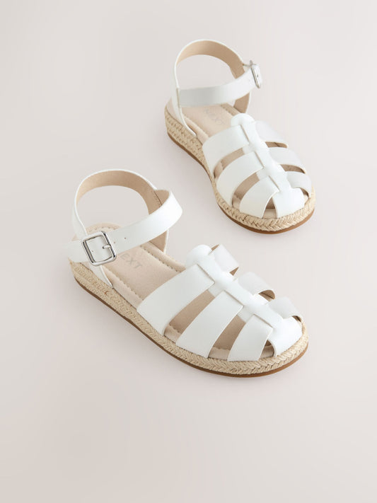 White Standard Fit (F) Wedge Fisherman Sandals image 1