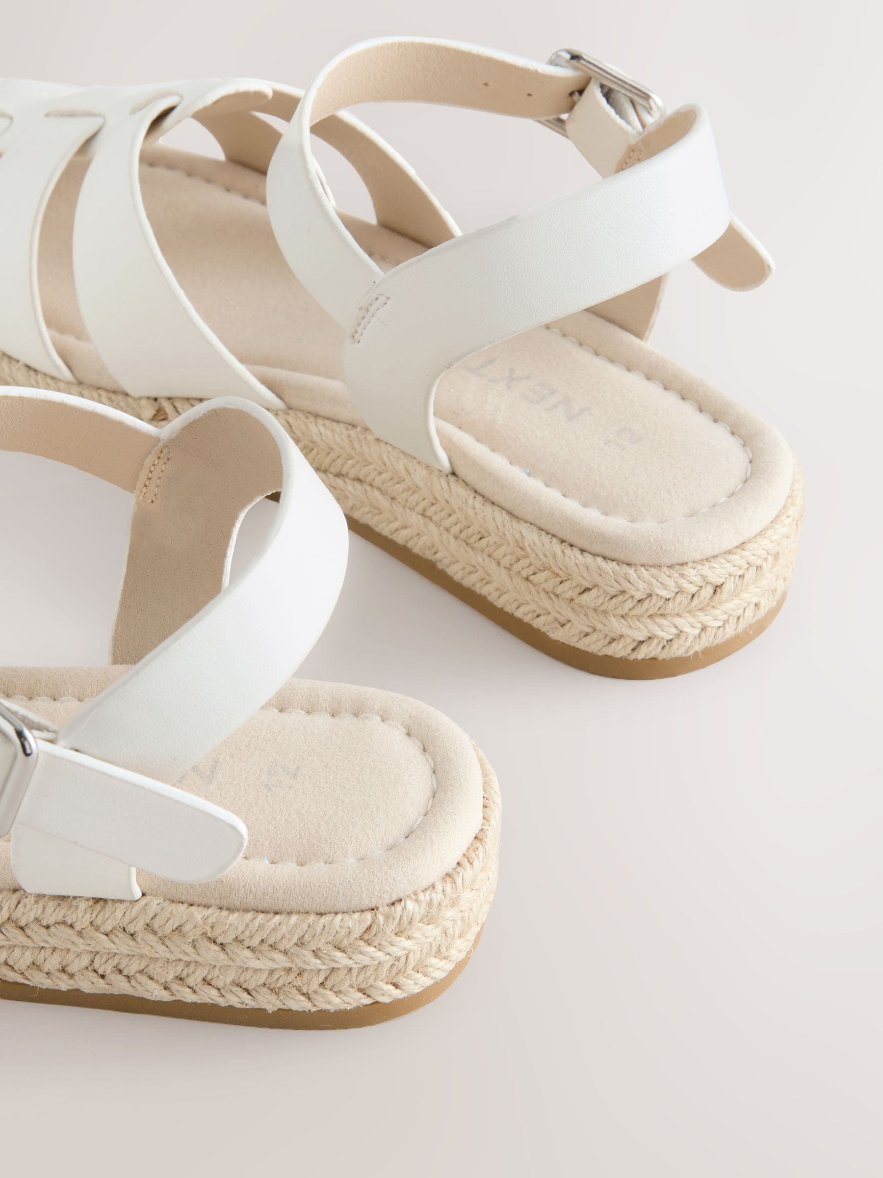 White Standard Fit (F) Wedge Fisherman Sandals image 4