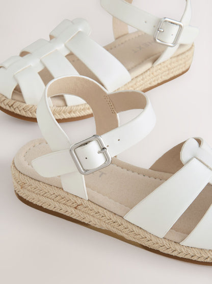 White Standard Fit (F) Wedge Fisherman Sandals image 5