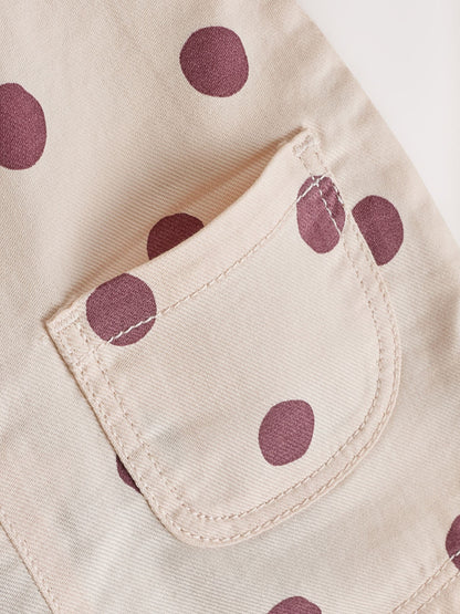 Burgundy/Ecru Spot Woven Baby Dungaree And Bodysuit 2 Piece Set (0mths-2yrs) image 7
