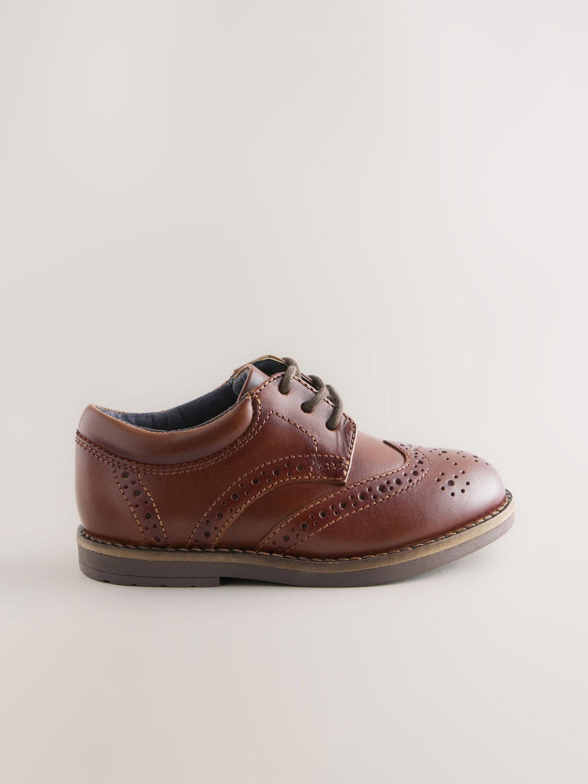 Dsiney Kidz - Tan Brown Wide Fit (G) Lace Up Brogue Shoes image 2