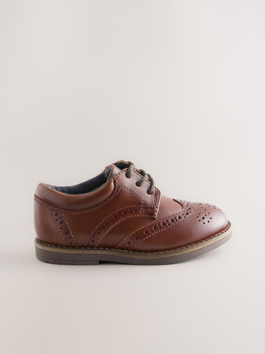 Dsiney Kidz - Tan Brown Wide Fit (G) Lace Up Brogue Shoes image 2