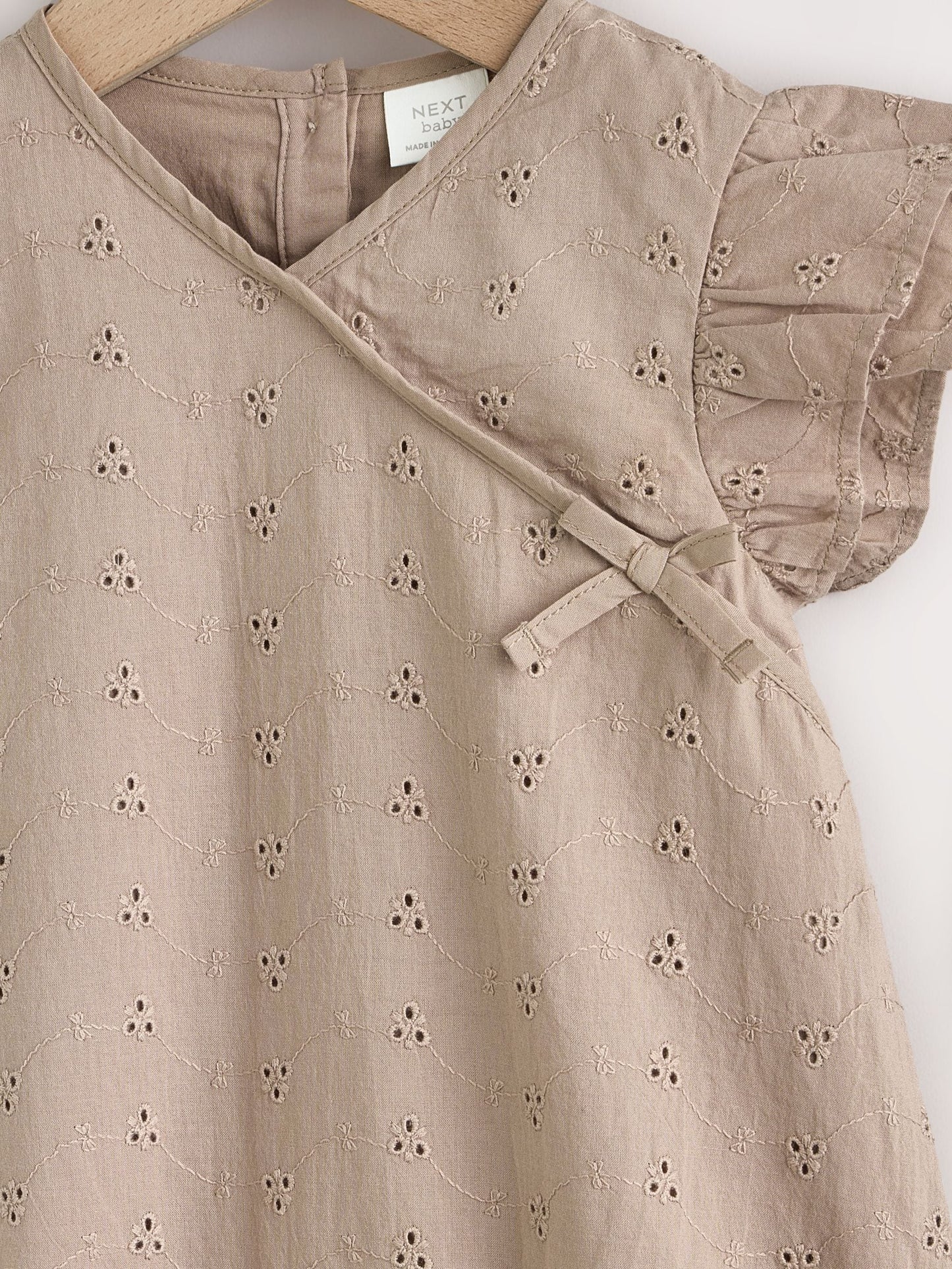 Chocolate Brown Broderie Baby Romper (0mths-2yrs) image 3