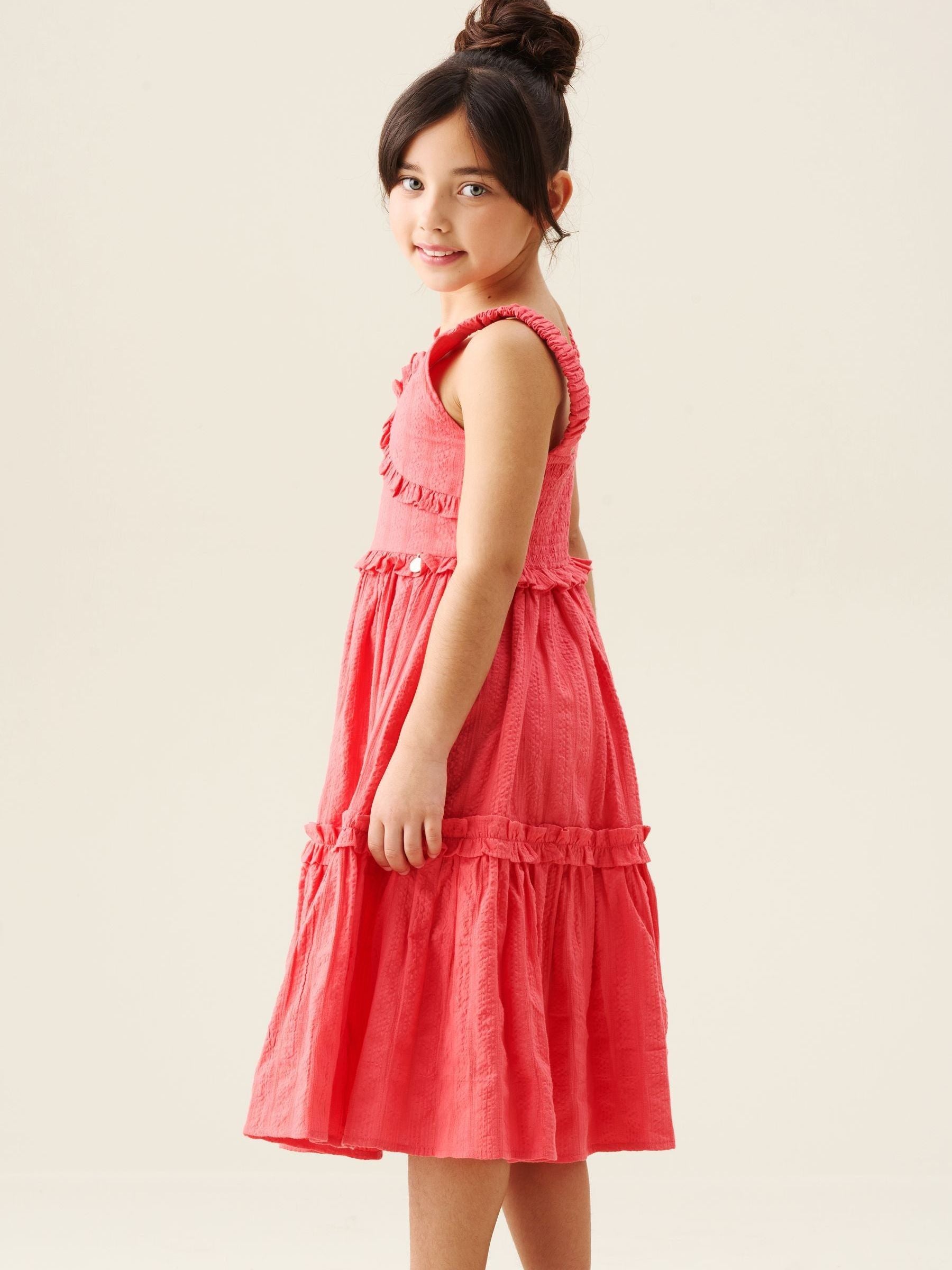 Angel & Rocket Pink Marie Coral Tiered Frill Dress image 3