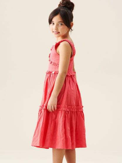 Angel & Rocket Pink Marie Coral Tiered Frill Dress image 3