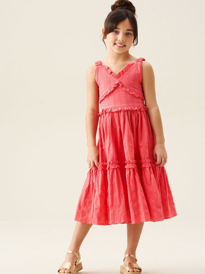 Angel & Rocket Pink Marie Coral Tiered Frill Dress image 4