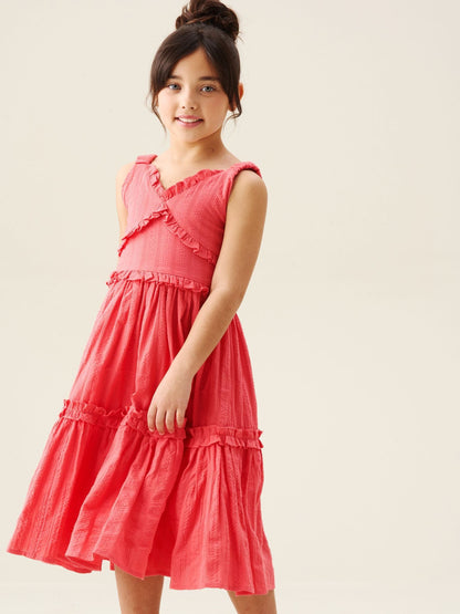 Angel & Rocket Pink Marie Coral Tiered Frill Dress image 5