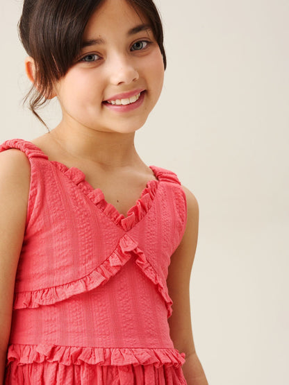 Angel & Rocket Pink Marie Coral Tiered Frill Dress image 6