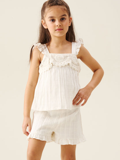 Dsiney Kidz - Angel & Rocket White Liv Crochet Frill Top And Shorts image 1