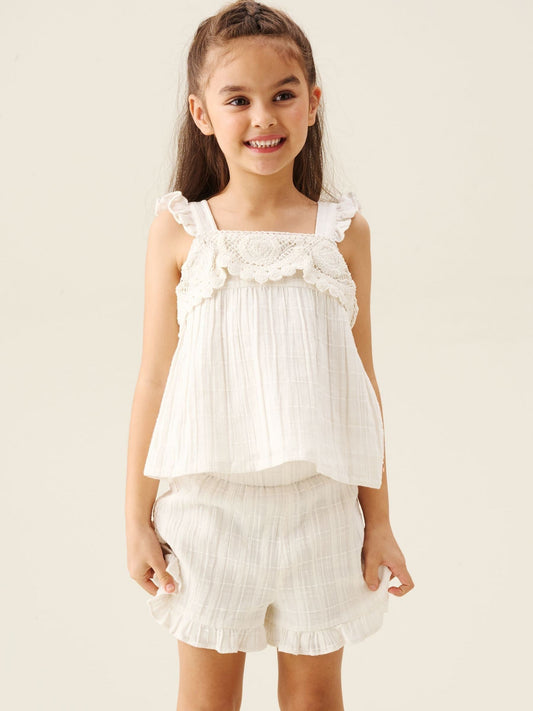 Dsiney Kidz - Angel & Rocket White Liv Crochet Frill Top And Shorts image 2