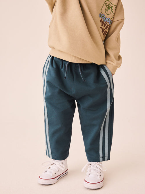 Teal Blue Wide Leg Side Stripe Joggers (3mths-7yrs) image 1