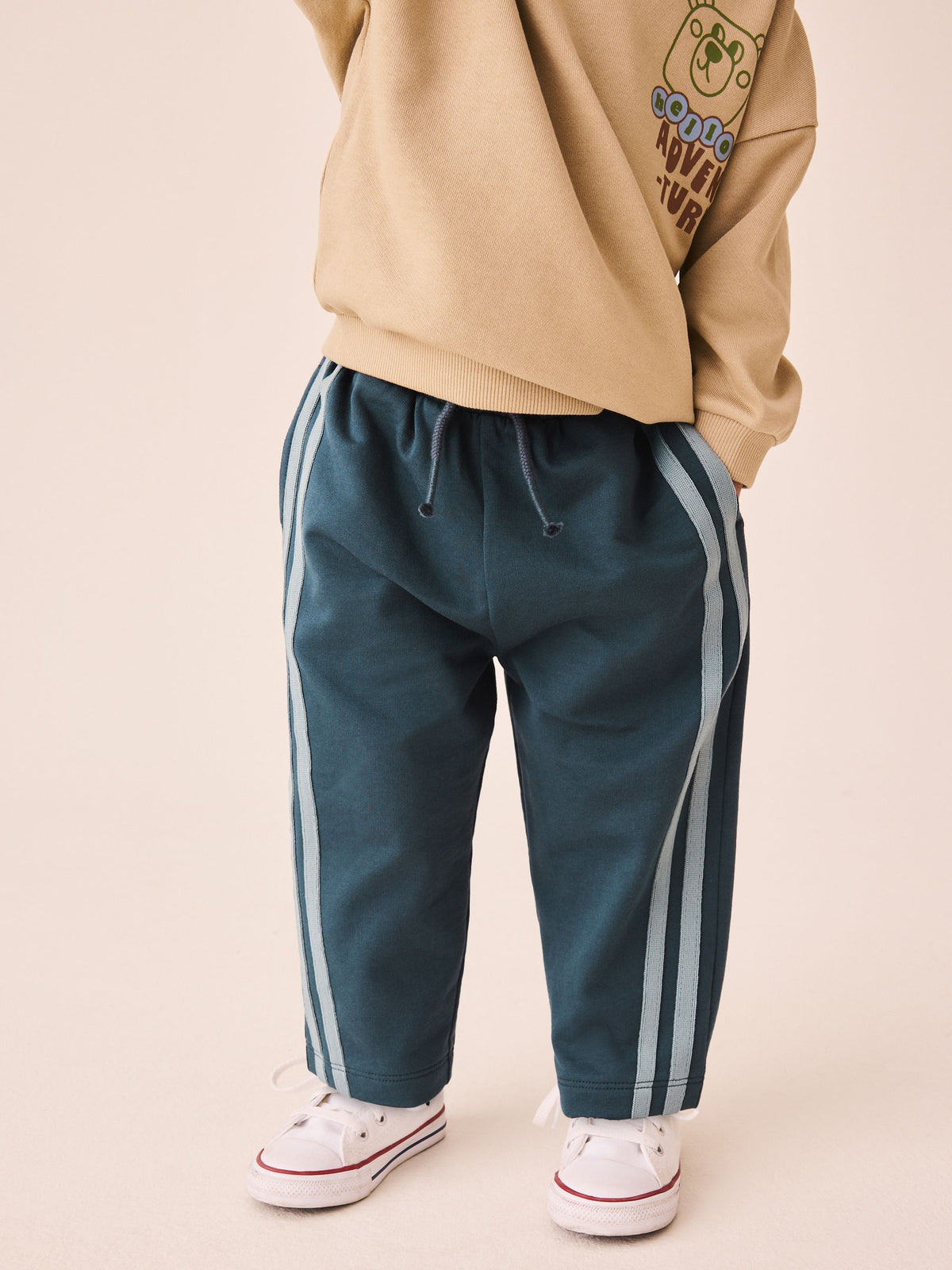 Dsiney Kidz - Teal Blue Wide Leg Side Stripe Joggers (3mths-7yrs) image 1
