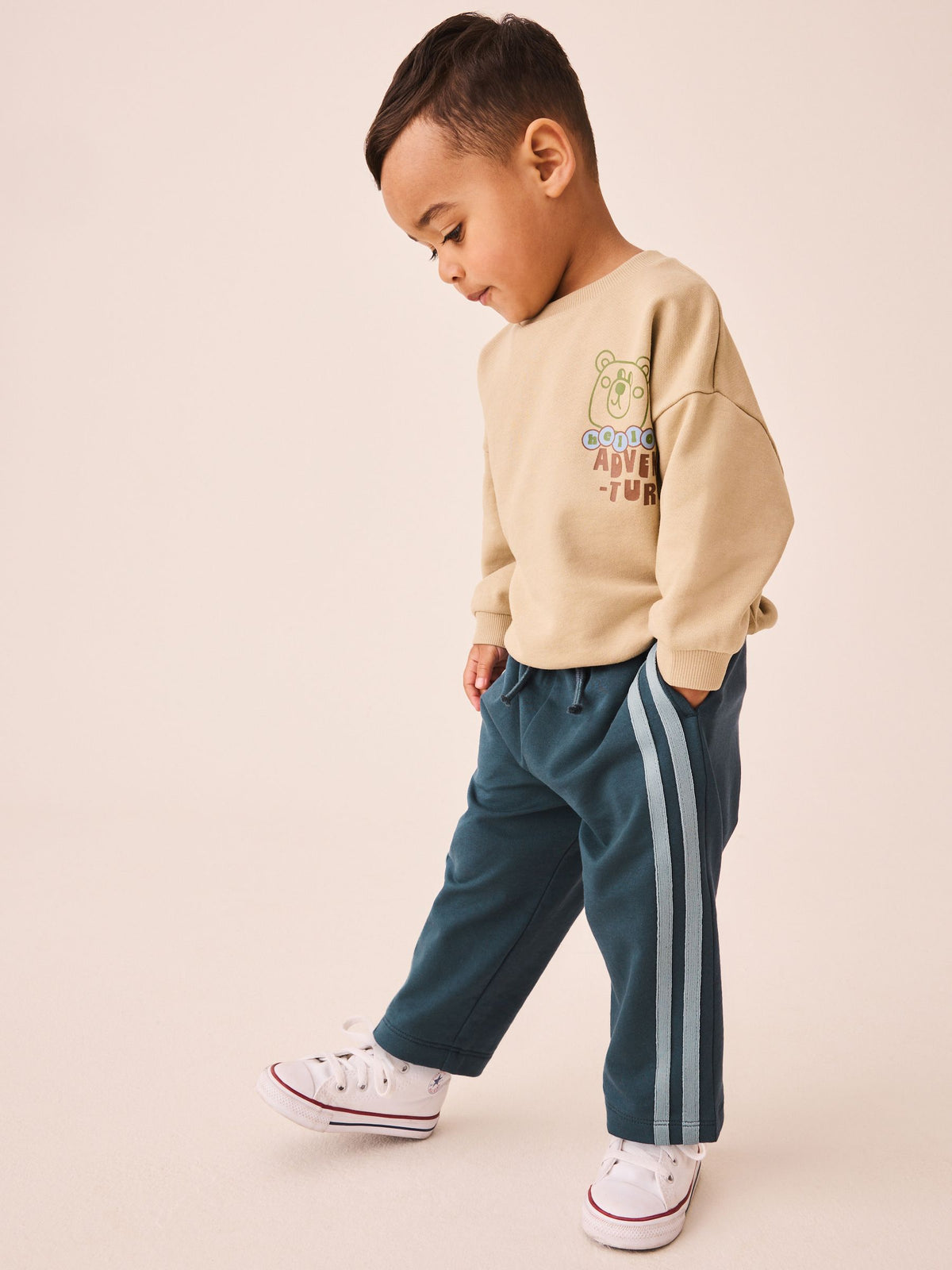 Dsiney Kidz - Teal Blue Wide Leg Side Stripe Joggers (3mths-7yrs) image 3