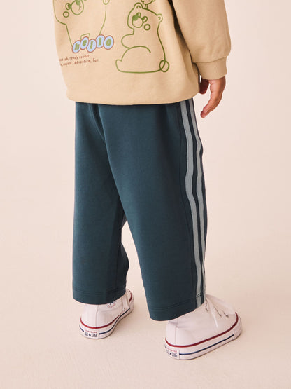 Teal Blue Wide Leg Side Stripe Joggers (3mths-7yrs) image 4