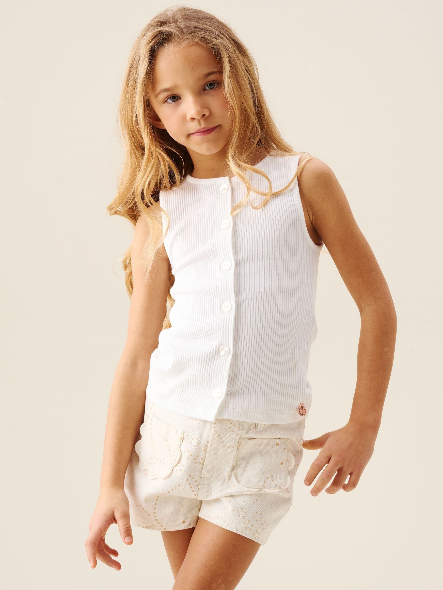 Dsiney Kidz - Angel & Rocket White Nellie Button Through Rib Vest Top image 1
