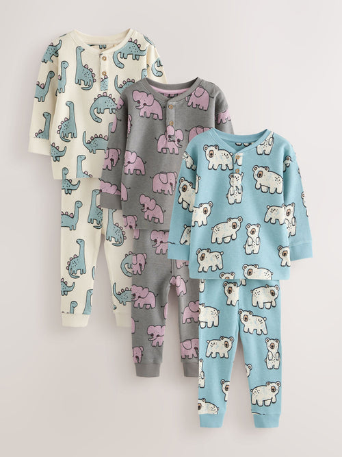 Dsiney Kidz - Charcoal/Blue All Over Stompy Animal Snuggle Pyjamas 3 Pack (9mths-10yrs) image 1