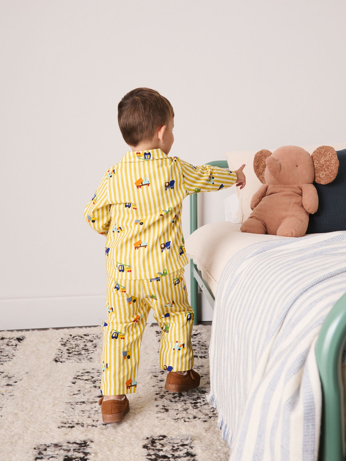 Yellow/Brown Stripe Diggers Button Down Pyjamas (9mths-10yrs) - image 2