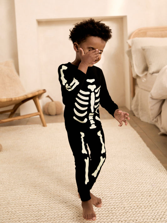 Dsiney Kidz - Black Glow in the Dark Skeleton Halloween Pyjamas (9mths-12yrs) image 1