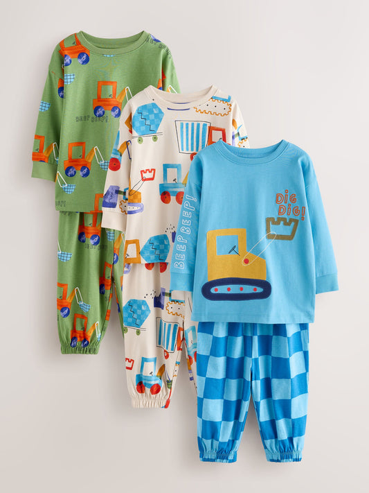 Bright Digger Oversized Pyjamas 3 Pack (9mths-8yrs) - image 1