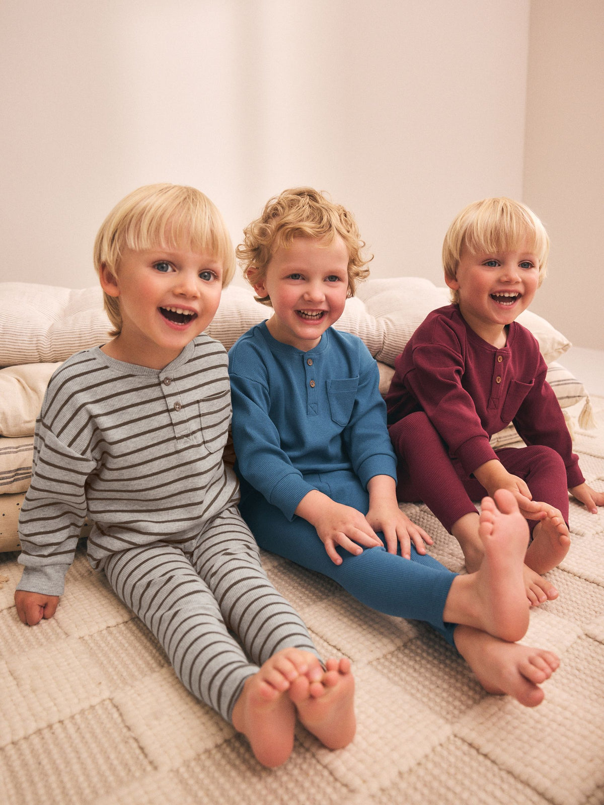 Blue/Grey/Maroon Snuggle Pyjamas Set 3 Pack (9mths-12yrs) - image 2