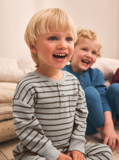 Blue/Grey/Maroon Snuggle Pyjamas Set 3 Pack (9mths-12yrs) - image 3