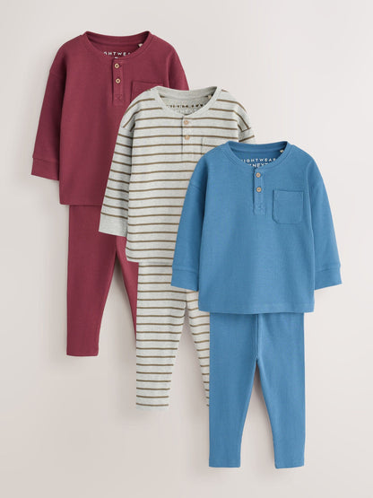 Blue/Grey/Maroon Snuggle Pyjamas Set 3 Pack (9mths-12yrs) - image 4