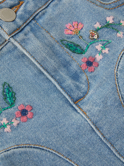 Dsiney Kidz - Monsoon Blue Floral Embroidered Denim Mini Skirt image 4