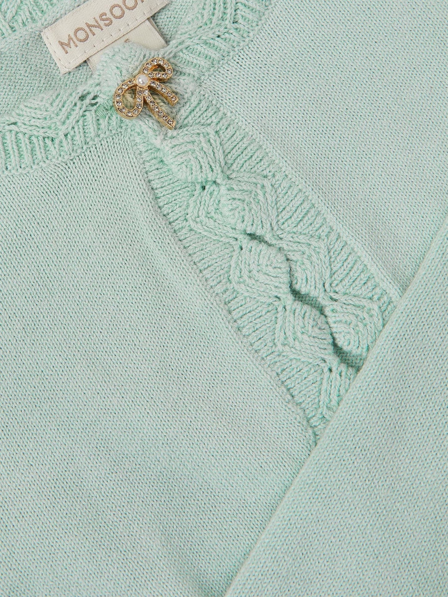 Monsoon Sage Green Maeve Bow Button Cardigan image 4