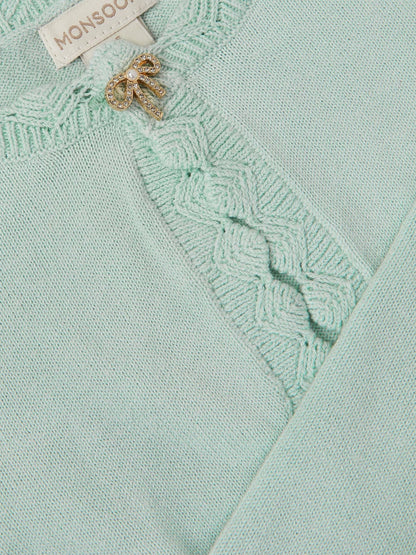 Monsoon Sage Green Maeve Bow Button Cardigan image 4