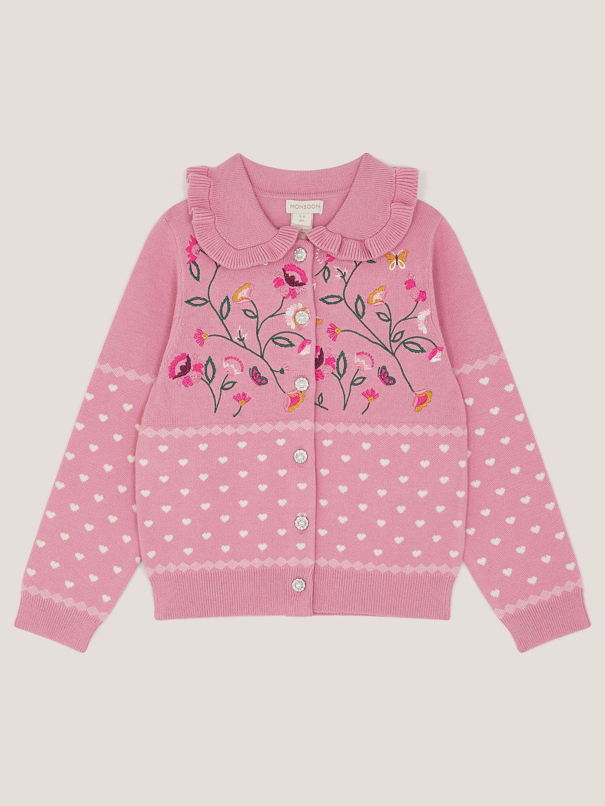 Monsoon Pink Floral Embroidered Collar Cardigan - image 2