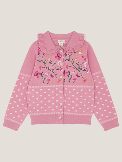 Monsoon Pink Floral Embroidered Collar Cardigan - image 2
