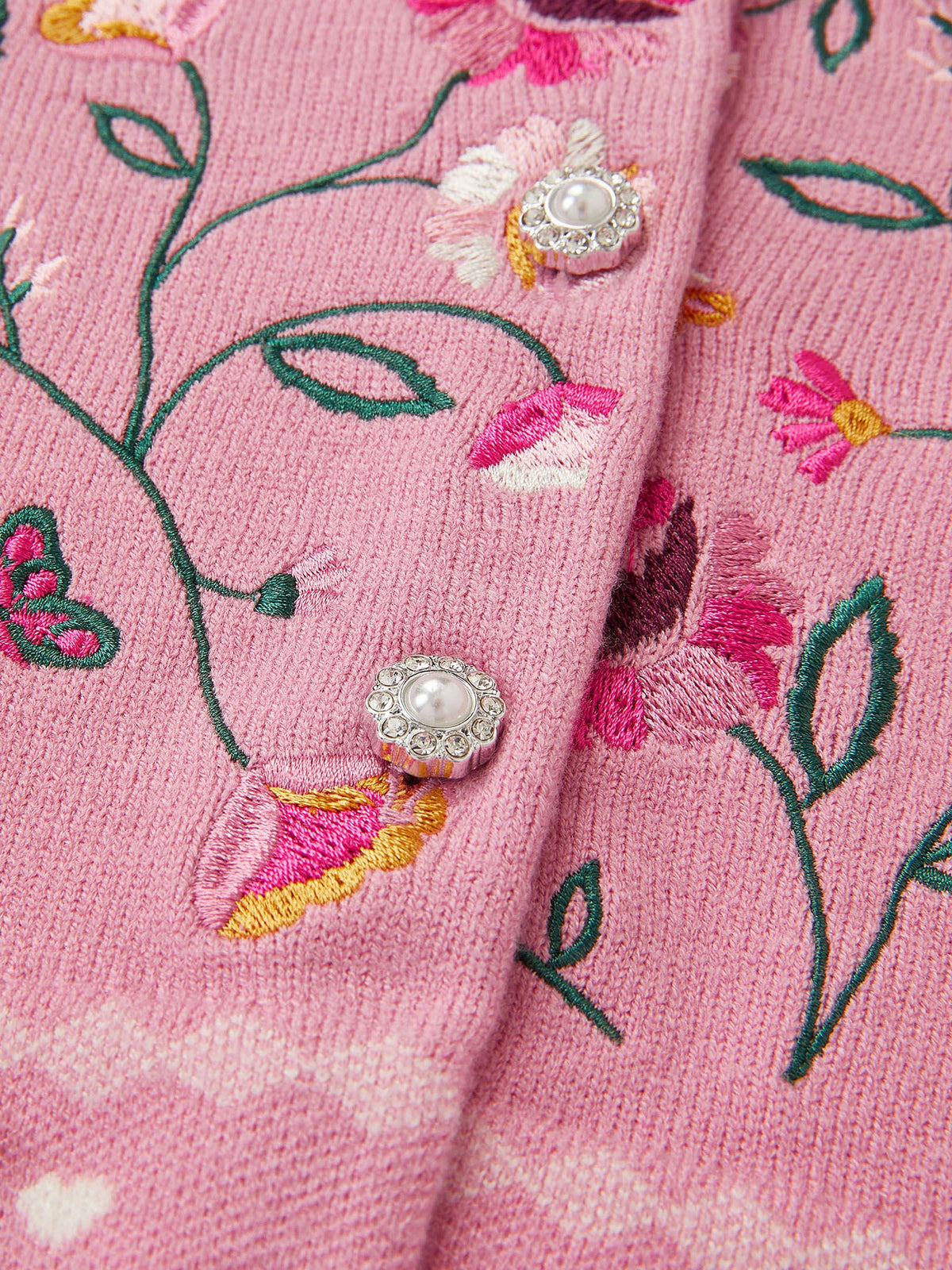 Monsoon Pink Floral Embroidered Collar Cardigan - image 4