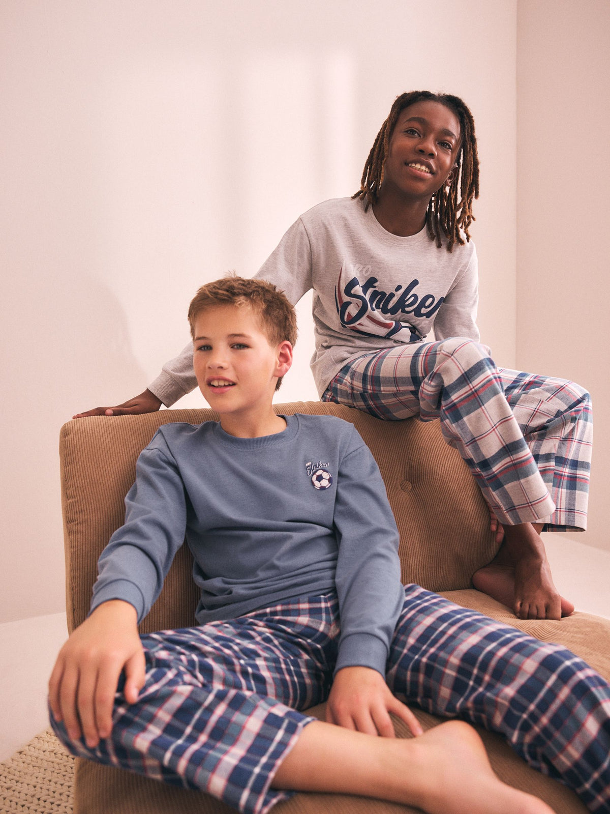Blue/Grey Woven Check Pyjamas 2 Pack (3-16yrs) - image 2