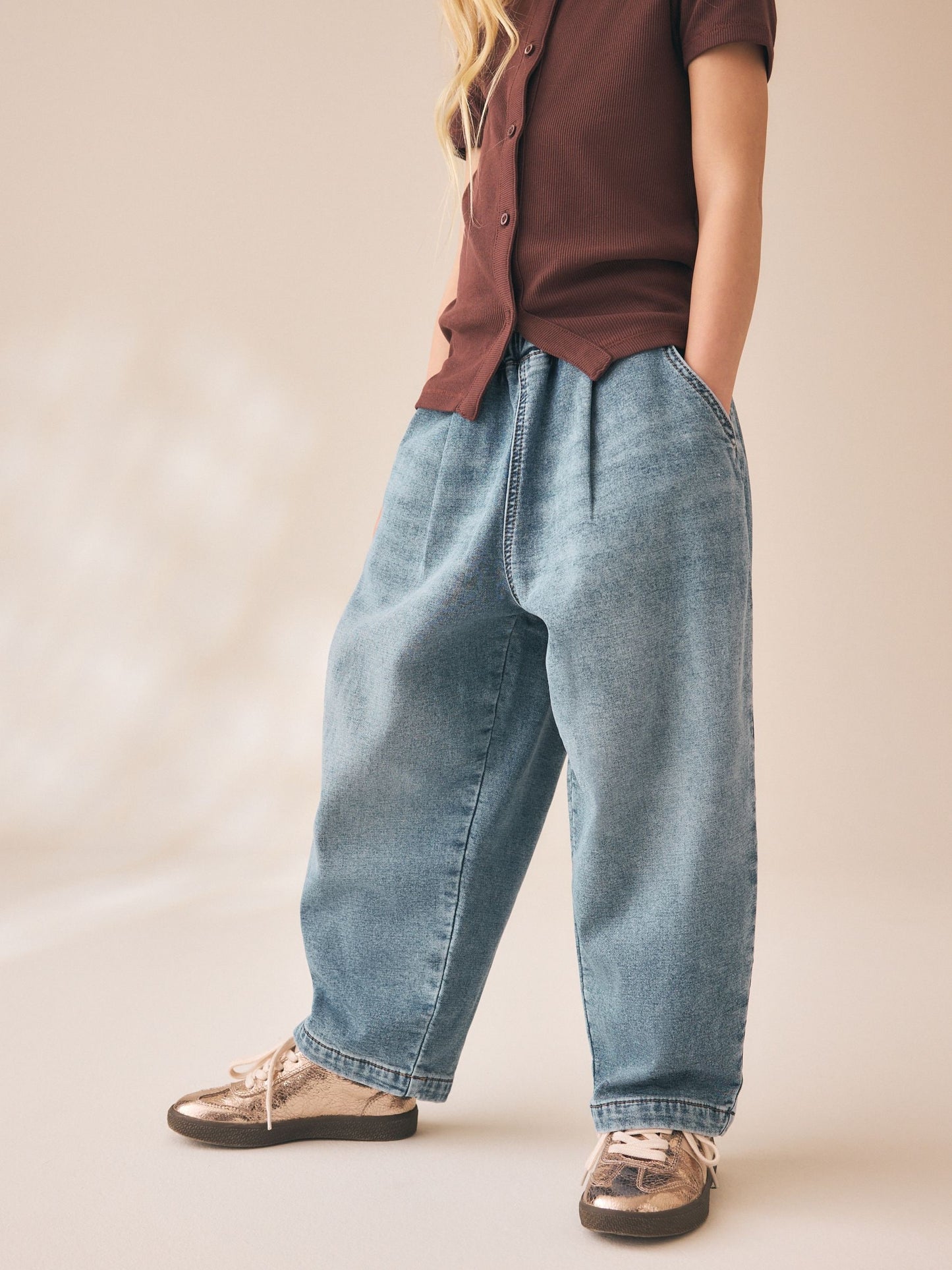 Dsiney Kidz - Mid Wash Jersey Denim Baggy Loose Fit Jeans (3-16yrs) image 3