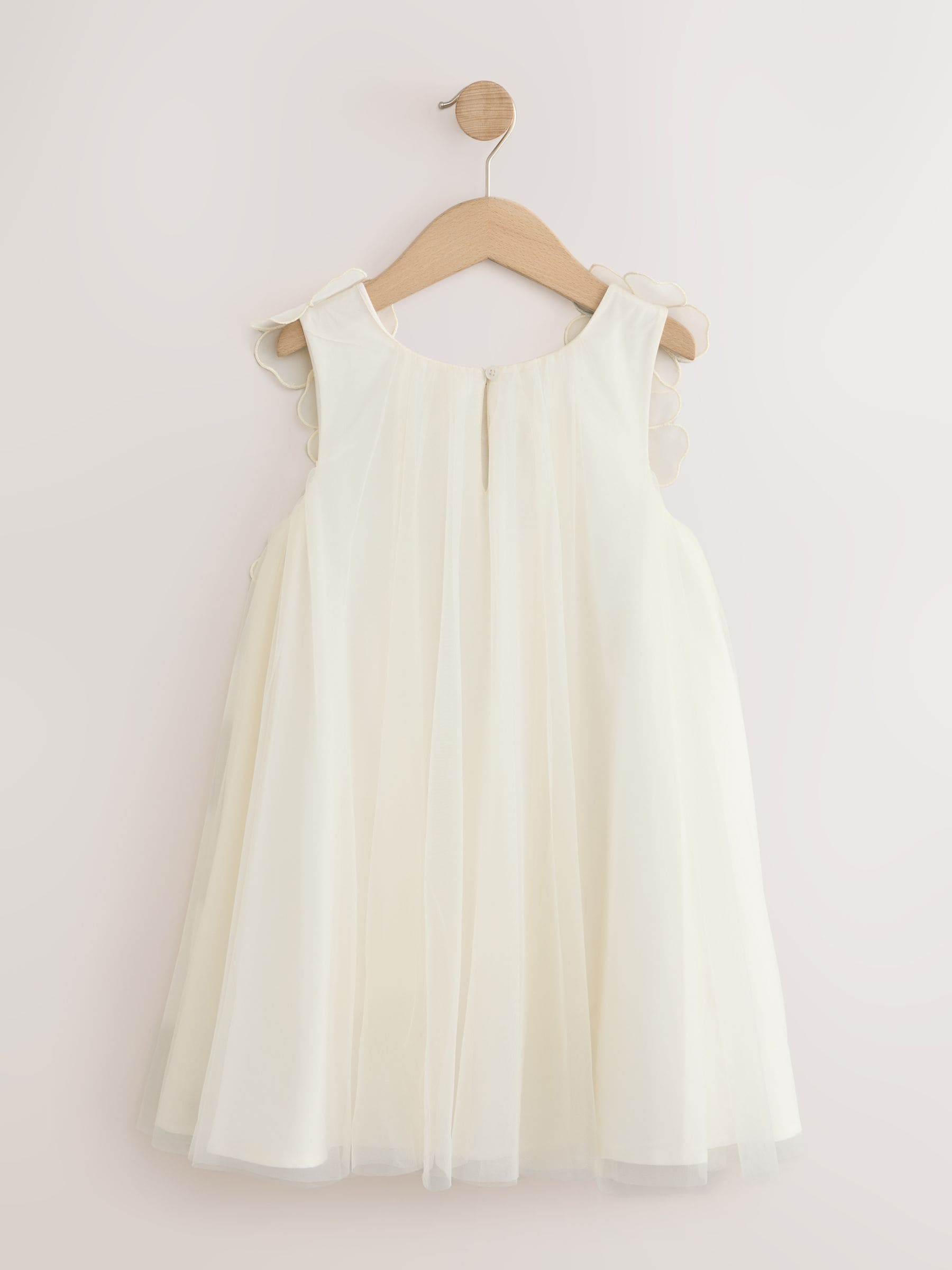 Dsiney Kidz - Ivory Flower Girl 3D Flowers Mesh Dress (3-16yrs) image 2