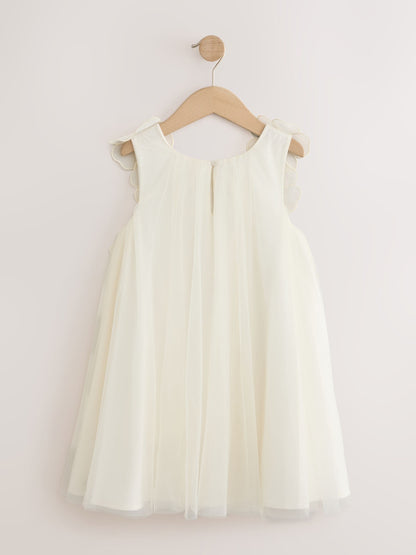 Dsiney Kidz - Ivory Flower Girl 3D Flowers Mesh Dress (3-16yrs) image 2