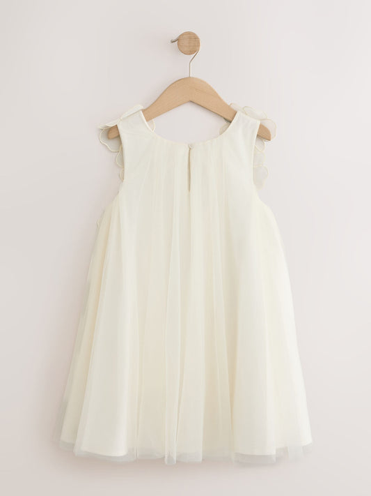 Dsiney Kidz - Ivory Flower Girl 3D Flowers Mesh Dress (3-16yrs) image 2