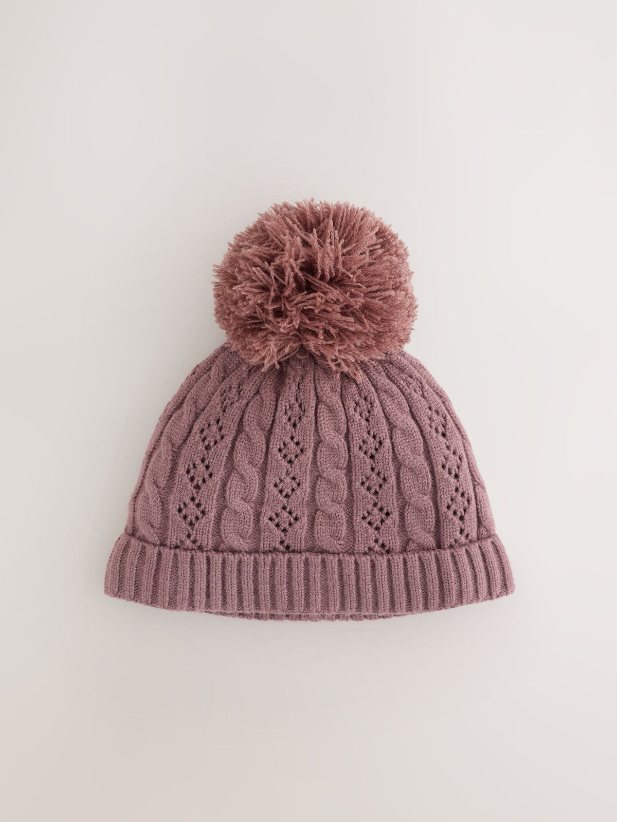 Brown Cable Knitted Cable Knitted Pom Baby Beanie Hat - image 2
