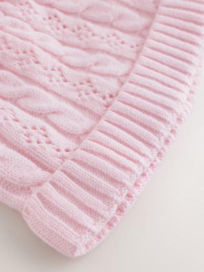 Pink Cable Knitted Pom Cable Knitted Pom Baby Beanie Hat - image 4