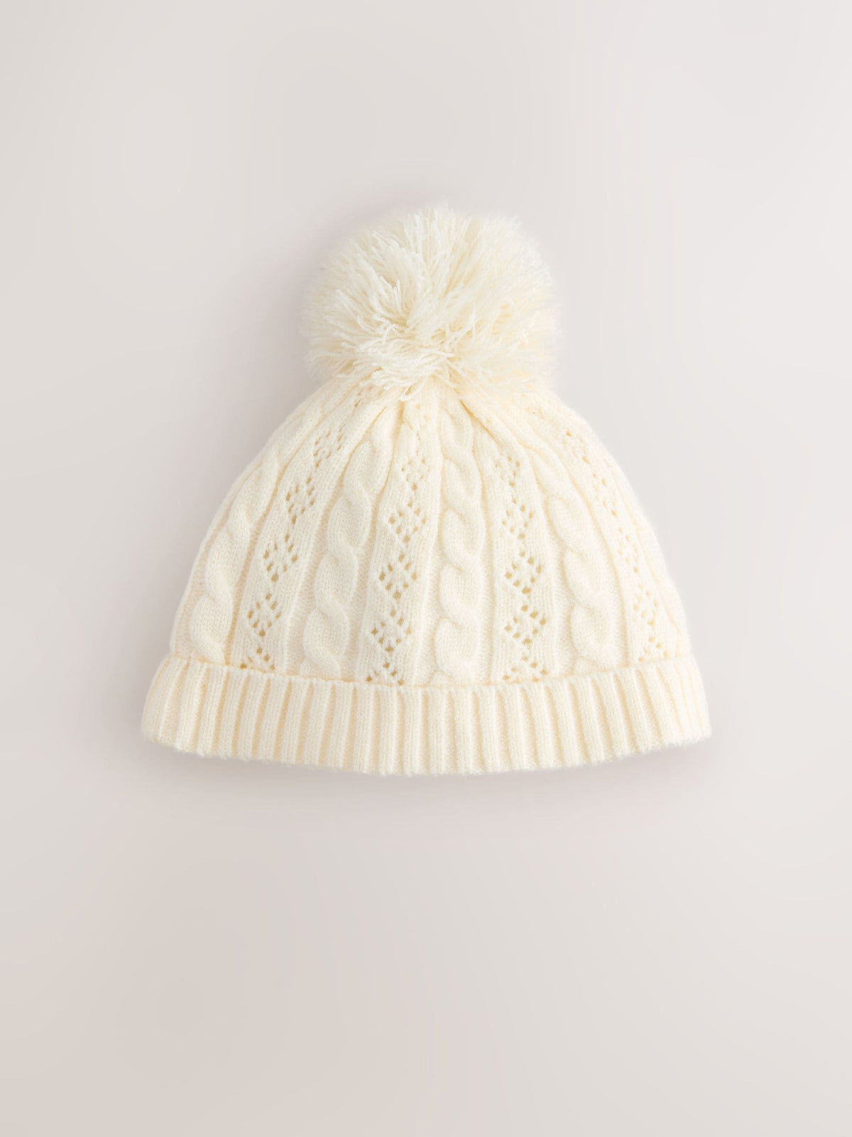 Cream Cable Knitted Pom Baby Beanie Hat - image 3