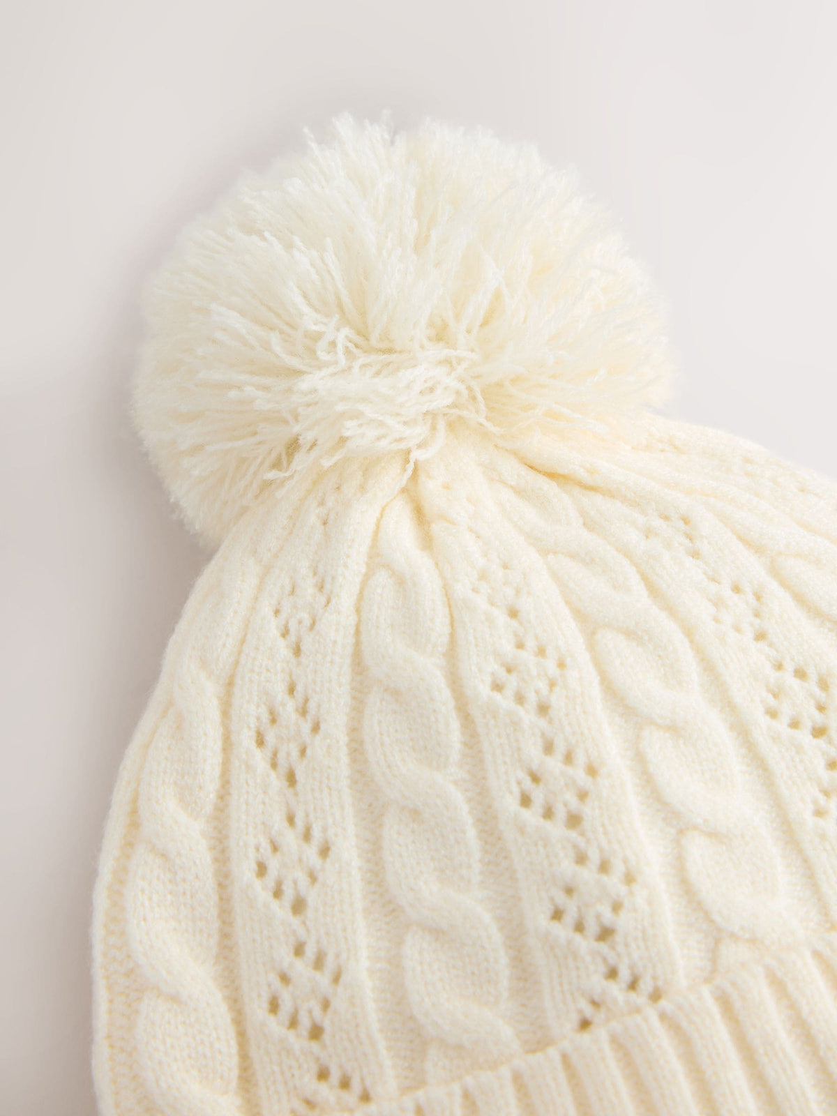 Cream Cable Knitted Pom Baby Beanie Hat - image 4