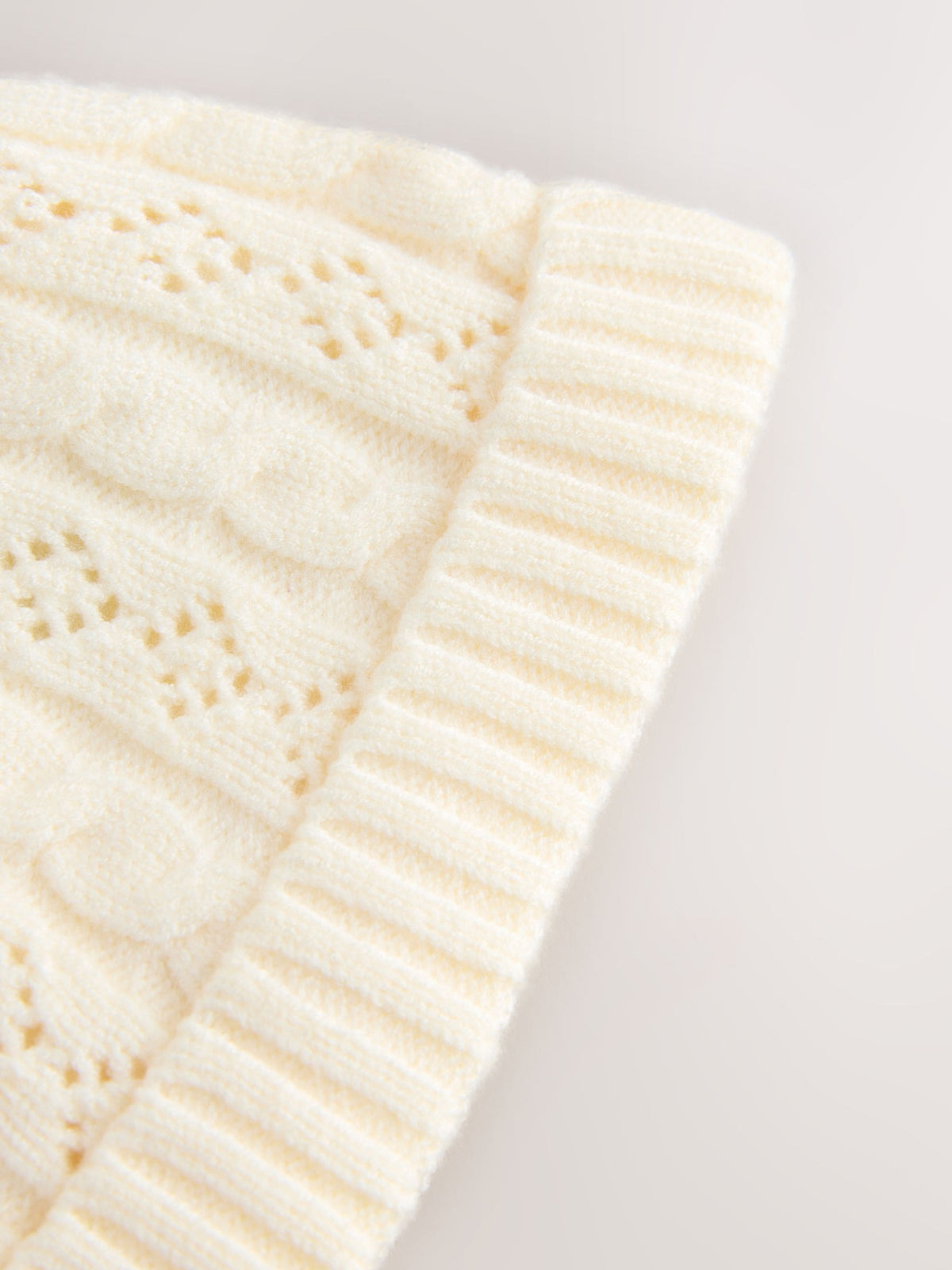 Cream Cable Knitted Pom Baby Beanie Hat - image 5