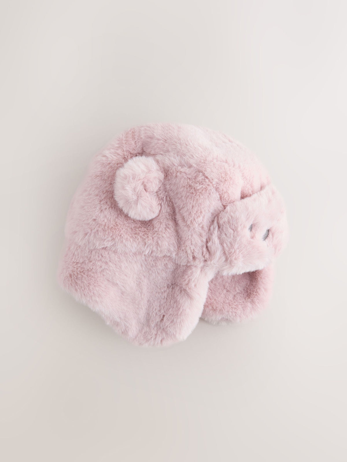 Pink Bear Embroidered Faux Fur Trapper Baby Hat - image 1
