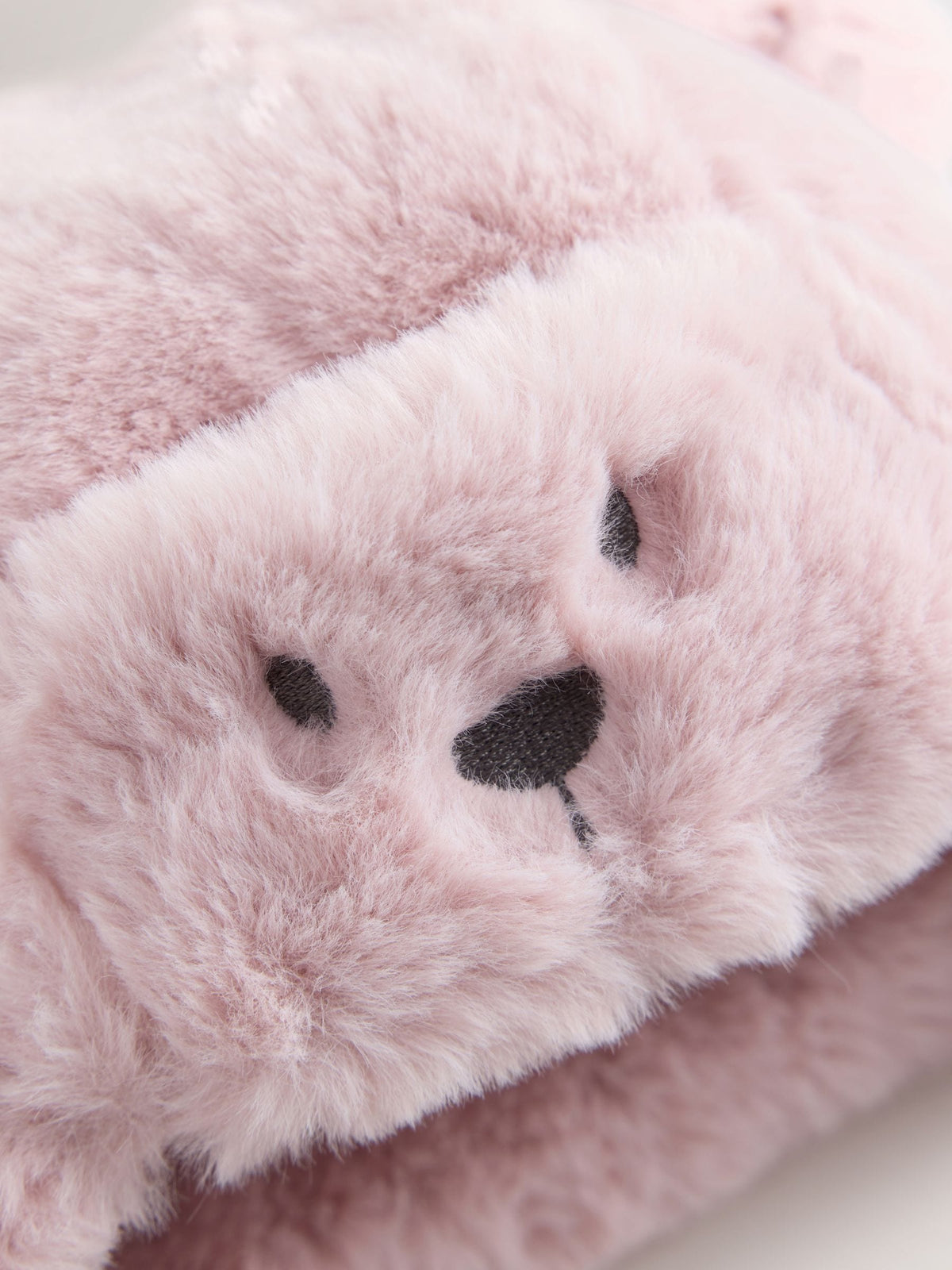 Pink Bear Embroidered Faux Fur Trapper Baby Hat - image 2