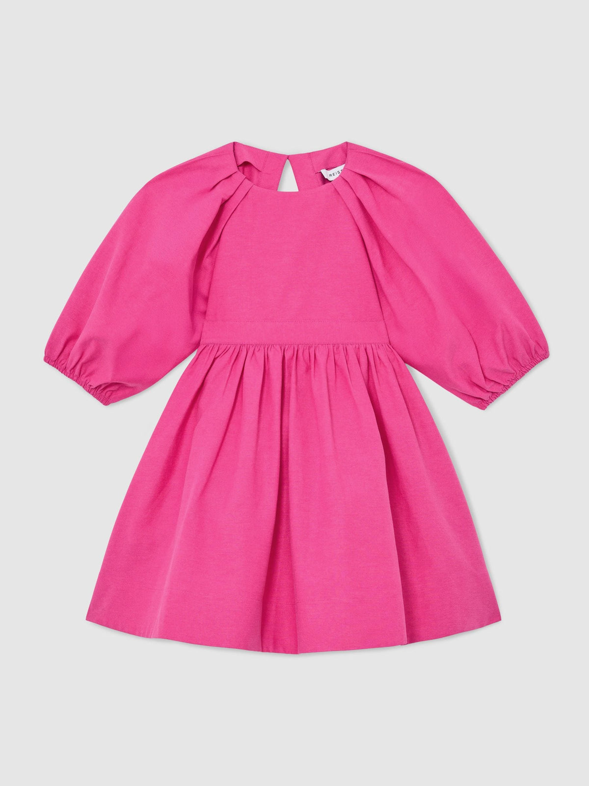 Reiss Pink Mandy 13-14 yrs Puff-Sleeve Cut-Out Back Dress image 1