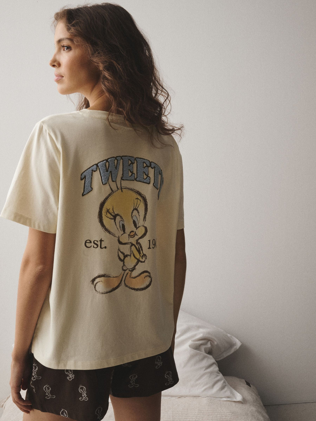 Ecru/Brown Looney Tunes Short Pyjamas Set - image 1