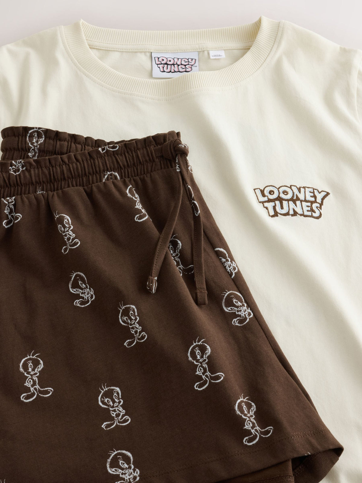 Ecru/Brown Looney Tunes Short Pyjamas Set - image 7