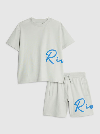 Dsiney Kidz - River Island Grey River T-Shirt & Short Set image 1